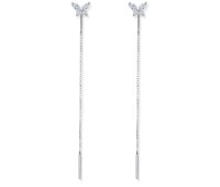 Butterfly with Dangling Chain Silver Earring STC-2191